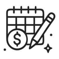 Calendar and pencil with a dollar sign, symbolizing financial planning and budgeting vector
