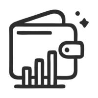 Minimalist illustration of a wallet with rising bar graph symbols, representing financial growth and savings vector