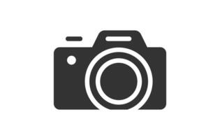 Trendy Flat Style Camera Icon with Editable Stroke on White vector