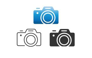 Flat Style Photo Camera Icon with Editable Stroke on White Background vector