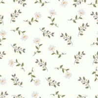 Floral pattern with leaves and flowers on a white background vector