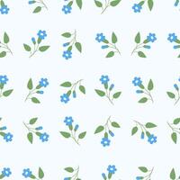 A pattern with blue flowers and leaves vector