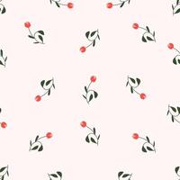 A pattern with red flowers and leaves on a white background vector