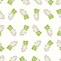 A pattern with green leaves and berries on a white background vector