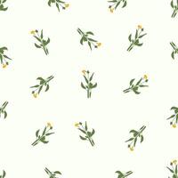 A pattern with yellow flowers and leaves on a white background vector