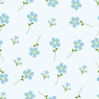 A blue and yellow flower pattern with small flowers vector