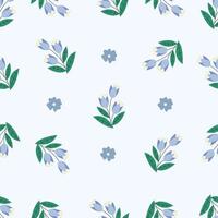 A pattern with blue flowers and leaves on a white background vector