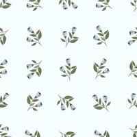 A pattern with blue flowers and leaves Seamless floral pattern. Motives are scattered randomly. Flower pattern background. cute pattern. vector