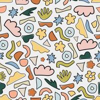 A colorful pattern with various shapes and flowers vector