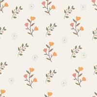Floral pattern with leaves and flowers on a beige background vector