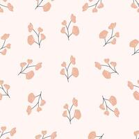 A pattern with pink and gray leaves on a light pink background vector