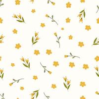 A pattern with yellow flowers and leaves Seamless floral pattern. Motives are scattered randomly. Flower pattern background. cute pattern. vector
