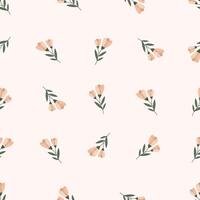 A pattern with pink flowers on a white background Seamless floral pattern. Motives are scattered randomly. Flower pa ttern background. cute pattern. vector