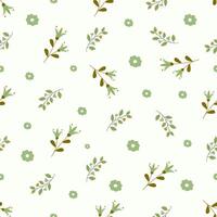 A green floral pattern with leaves and flowers Seamless floral pattern. Motives are scattered randomly. Flower pattern background. cute pattern. vector