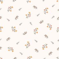 A orange floral pattern with leaves and flowers Seamless floral pattern. Motives are scattered randomly. Flower pattern background. cute pattern. vector