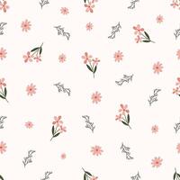 Seamless peach floral pattern. Idea for fabric, tablecloth pattern, wrapping paper, gift paper. Print ditsy. Motives are scattered randomly. Flower pattern background. cute pattern. vector