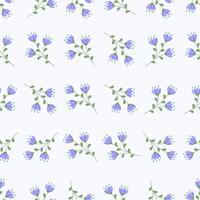 A pattern with blue flowers and leaves on a white background Seamless floral pattern. Motives are scattered randomly. Flower pattern background. vector
