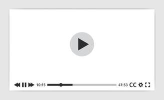 White Mockup of Media Player. Realistic smart tv Interface isolated. Web and social template design. Light theme. Film Screen, display. Playback software design in flat style. vector