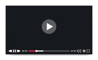 Player Screen template. Social media, web, mobile Interface mockup ui ux. Media app display. Playback software design in dark theme and flat style. Simple Multimedia viewer access vector