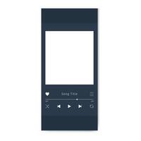 Music Application interface. Audio media Player mockup for phone. Song podcast device app. Playback Screen template mobile Ui. Profile, Album, Playlist button mockup. Dark black theme. vector