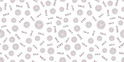Firework and word Sale Seamless pattern of red, white, and blue color. USA Independence Day, New Year background. vector