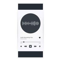 Audio media Player interface for phone. Music device app. Social media screen template mobile audio Ui. Profile, Album, Song, Playlist button mockup. Light white theme. vector