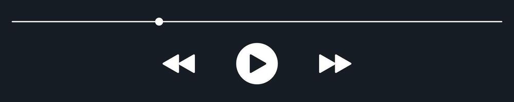 Minimized player bar, audio control panel. App or web widget with song duration line. Music Mini user interface dark theme. UI display for podcast with play skip Buttons. Playback screen mockup. vector