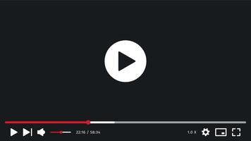 player mockup display. Screen Template interface. Social media concept, Website display. Dark theme. vector