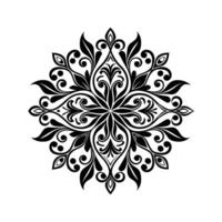 Black and White Floral Mandala Art Swirled Geometric Pattern Design Element Isolated White Background vector