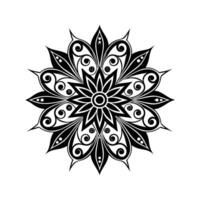 Black and White Floral Mandala Graphic Curving Patterns Intricate Design Isolated White Background vector