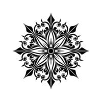 Black and White Circular Floral Design Element Intricate Ornamental Pattern Isolated White Background vector