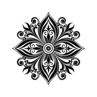 Black and White Floral Pattern Illustration Circular Motif Intricate Design Element Isolated White Background vector