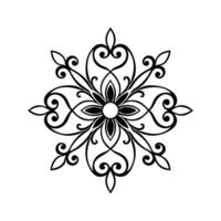 Black and White Floral Abstract Silhouette Design Isolated on White Background Intricate Swirls and Heart Shapes vector