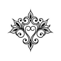Black Swirl Pattern Silhouette Elegant Floral Design Element Isolated White Background vector