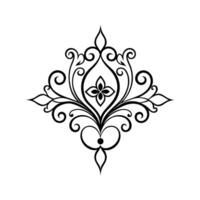 Black Vintage Ornament Silhouette Isolated White Background Swirls Floral Design Element Decorative Pattern Graphic vector