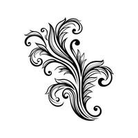 Black and White Floral Swirl Silhouette Design Element Isolated on White Background Intricate Flourish Graphic vector