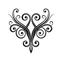 Black Swirl Ornament Symmetrical Curls Silhouette Isolated White Background Graphic Design Element vector