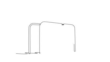Self drawing animation of single line draw flexible gymnast exercise parallel bars in championship gymnastics. Movement, action, motion, healthy lifestyle. Continuous line draw. Full length animated video