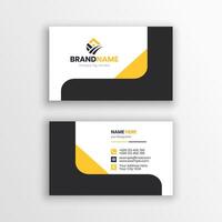 a business card with a yellow and black design vector