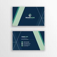 a business card with a green and blue design vector