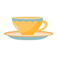 Cup on saucer. illustration isolated on white background vector