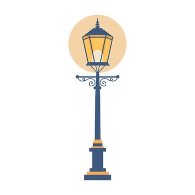 Retro London street lantern. Street lamp icon. illustration isolated on white background