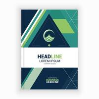 a cover for a magazine with a green triangle design vector