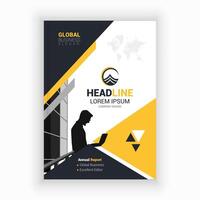 a business brochure template with a yellow and black design vector