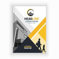 a design of business brochure with a yellow and black design vector