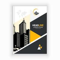 a design of business brochure with a city skyline vector