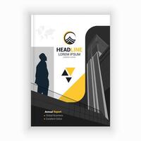 a business brochure with a man standing on a building vector