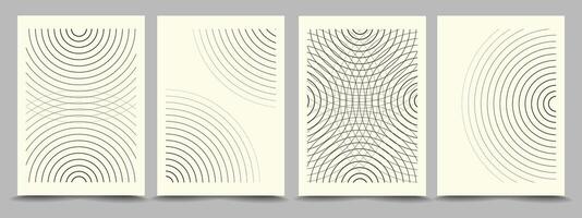 Abstract geometric poster set. Retro black and white pattern background collection. Lines art. Trendy pattern backgrounds op-art set vector