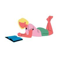 Person Lying Down and Reading a Book Comfortably vector