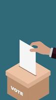 4K motion animation of a voting box with a ballot being inserted, representing election, decision making and democratic process. Suitable for political content. video